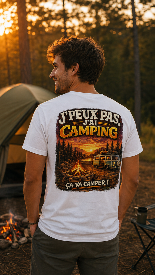 T-shirt "J'peux pas, j'ai camping" 🏕️