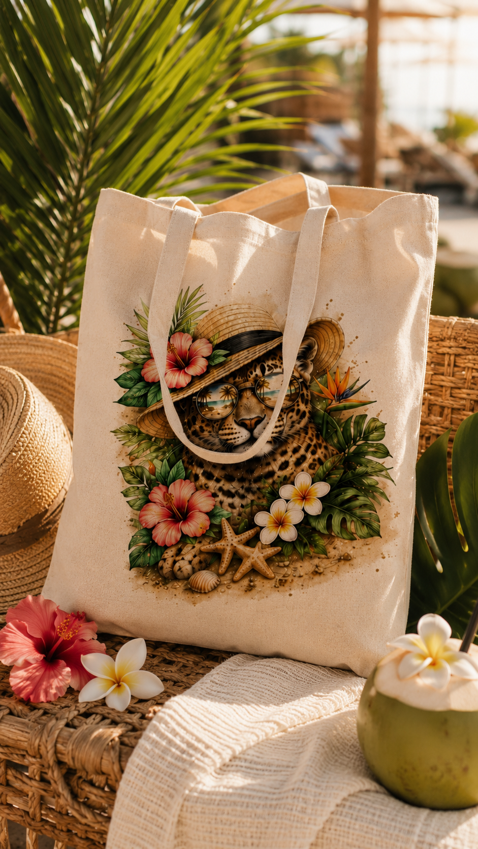 Tote Bag "Léopard Tropical"