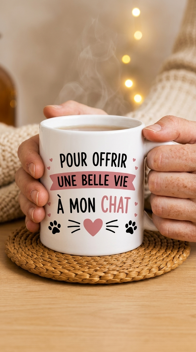 Mug "Je travaille dur pour offrir une belle vie à mon chat" 🐱